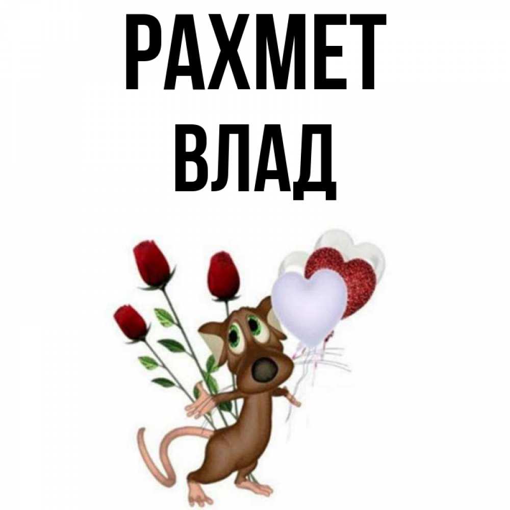 Күн сайын ашық хат с именем, Влад рахмет песик с шариками в форме сердец Онлайн тегін жүктеп алу тілектері бар керемет карта 