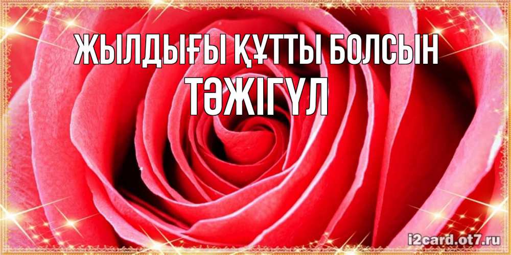 Күн сайын ашық хат с именем, ТӘЖІГҮЛ Жылдығы құтты болсын розовая роза очень крупный бутон Онлайн тегін жүктеп алу тілектері бар керемет карта 