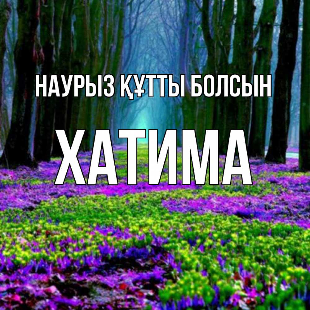 Күн сайын ашық хат с именем, ХАТИМА Наурыз құтты болсын фиолетовые цветы в лесу 1 Онлайн тегін жүктеп алу тілектері бар керемет карта 