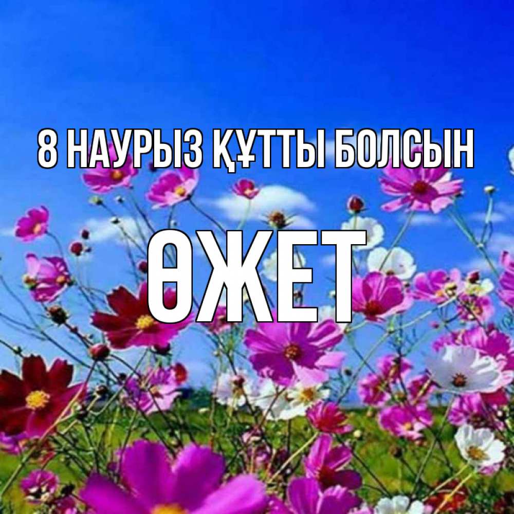 Күн сайын ашық хат с именем, ӨЖЕТ 8 наурыз құтты болсын цветы Онлайн тегін жүктеп алу тілектері бар керемет карта 
