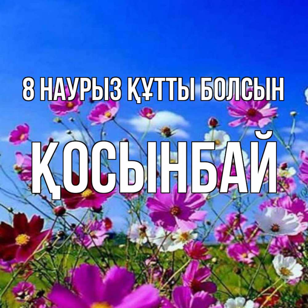 Күн сайын ашық хат с именем, ҚОСЫНБАЙ 8 наурыз құтты болсын цветы Онлайн тегін жүктеп алу тілектері бар керемет карта 