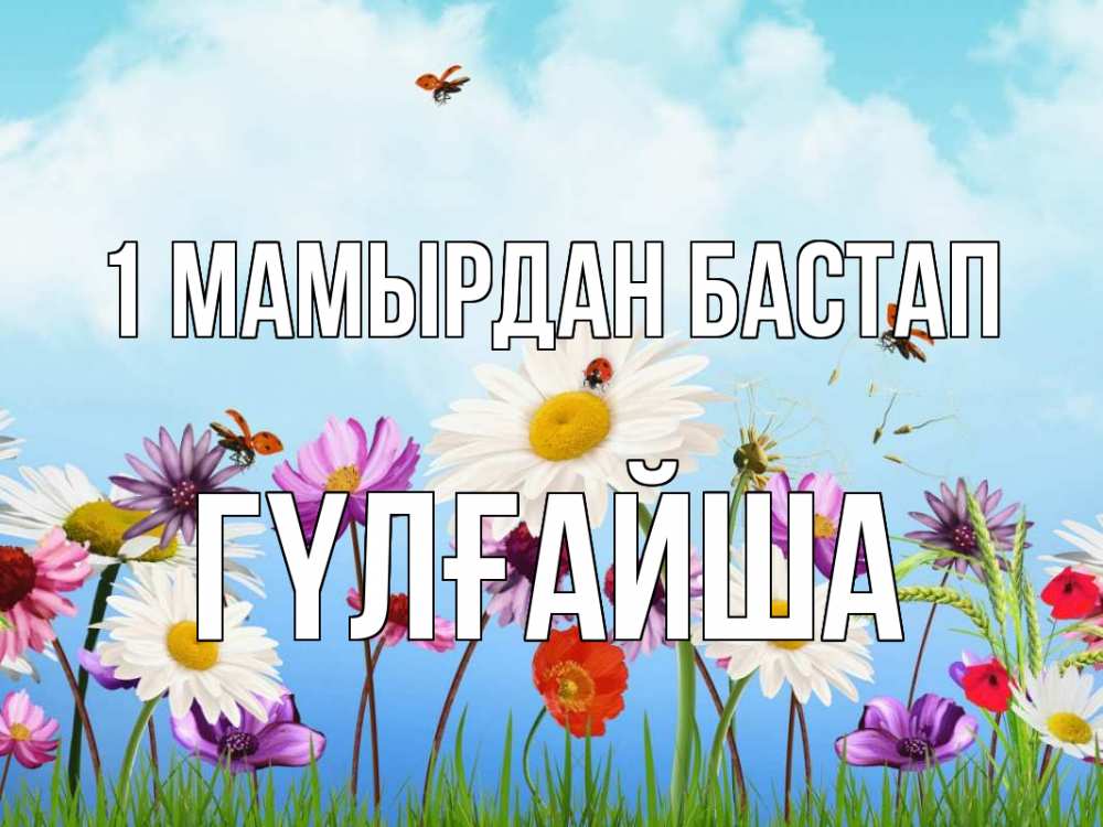 Күн сайын ашық хат с именем, ГҮЛҒАЙША 1 мамырдан бастап С 1 мая Онлайн тегін жүктеп алу тілектері бар керемет карта 