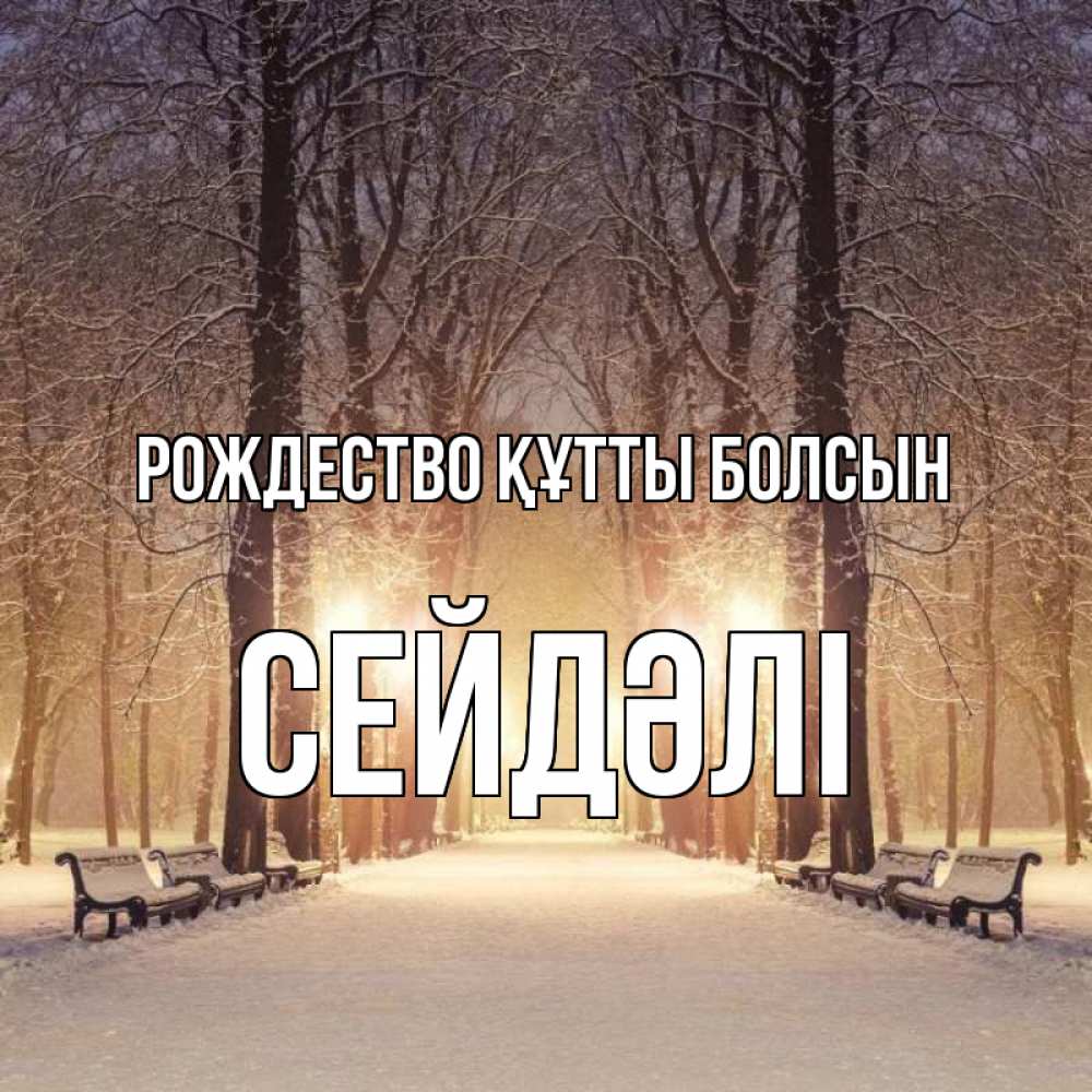 Күн сайын ашық хат с именем, СЕЙДӘЛІ Рождество құтты болсын зима, парк, фонарь, лес Онлайн тегін жүктеп алу тілектері бар керемет карта 