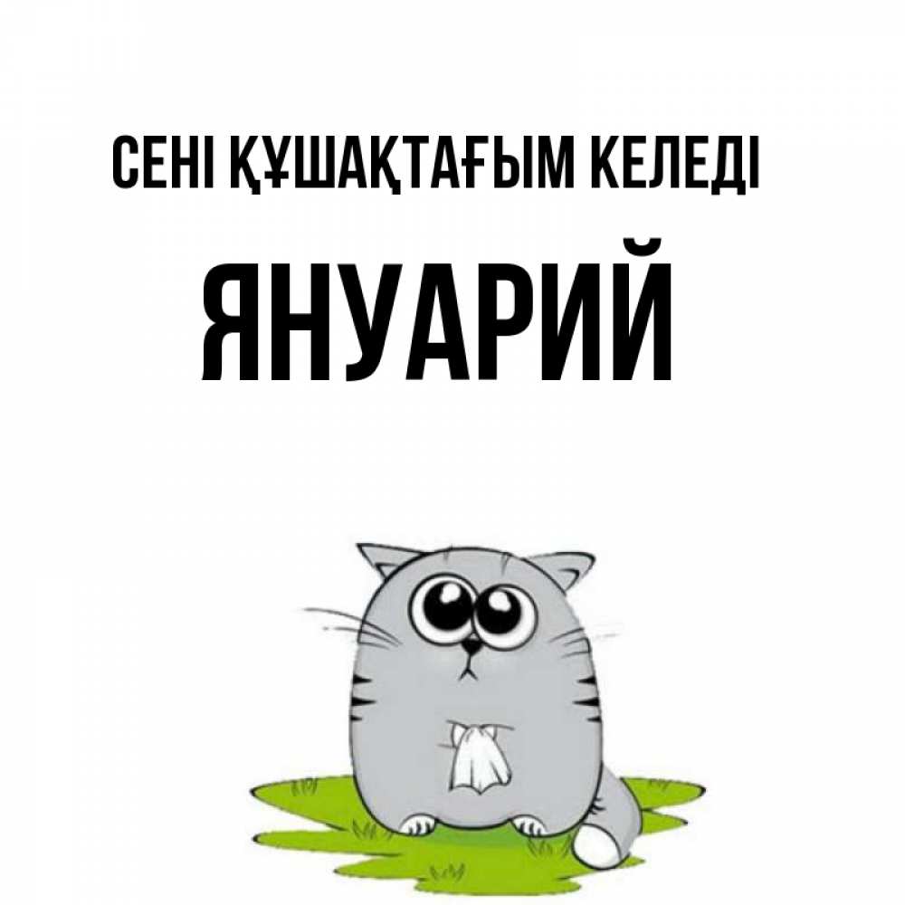 Күн сайын ашық хат с именем, Януарий сені құшақтағым келеді котик теребит платочек сидя на травке Онлайн тегін жүктеп алу тілектері бар керемет карта 