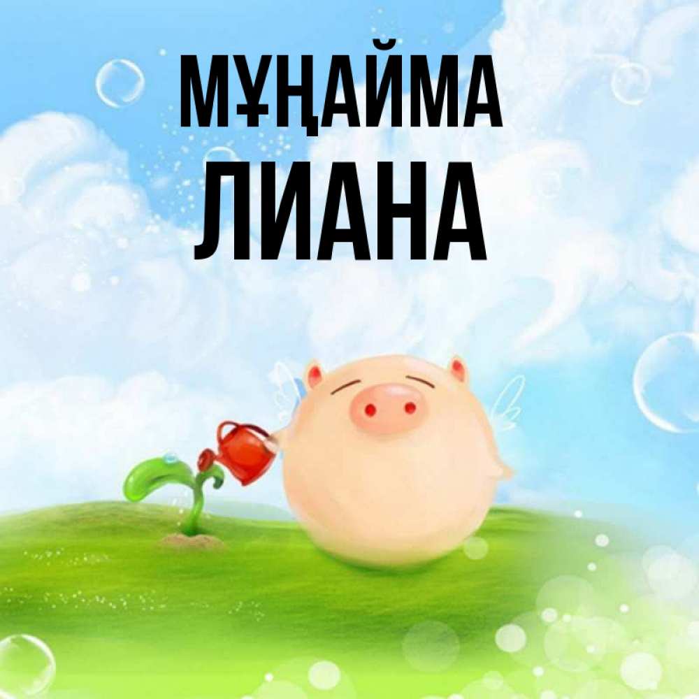 Күн сайын ашық хат с именем, Лиана Мұңайма поливает цветок порося Онлайн тегін жүктеп алу тілектері бар керемет карта 