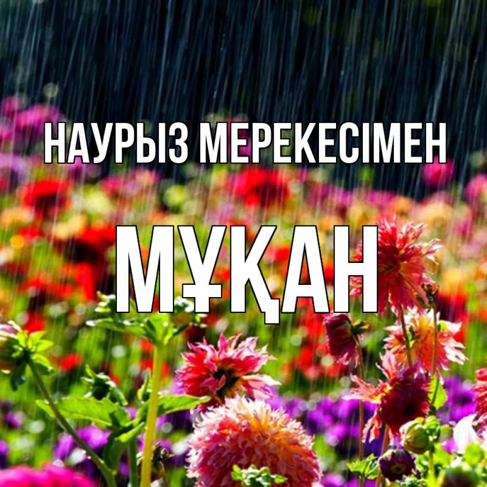 Күн сайын ашық хат с именем, Мұқан Наурыз мерекесімен цветы под дождиком к международному женскому дню Онлайн тегін жүктеп алу тілектері бар керемет карта 