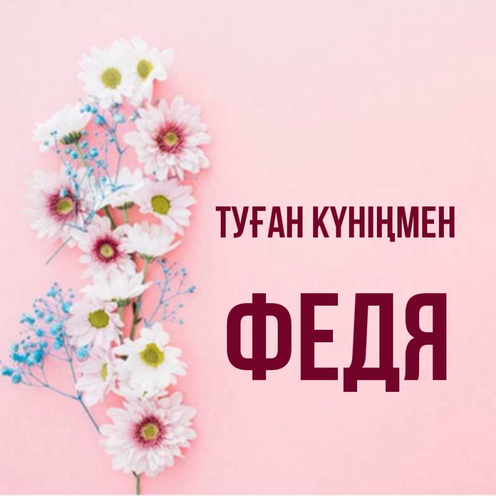Күн сайын ашық хат с именем, Федя Туған күніңмен Родная моя с днем рождения тебя картинка с цветами белыми и голубыми Онлайн тегін жүктеп алу тілектері бар керемет карта 