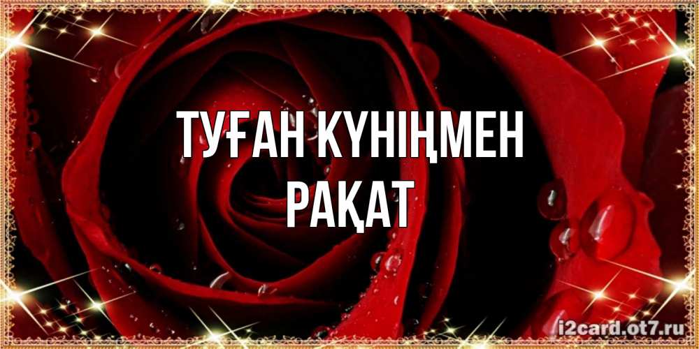 Күн сайын ашық хат с именем, РАҚАТ Туған күніңмен цветок в росе на день рождения Онлайн тегін жүктеп алу тілектері бар керемет карта 