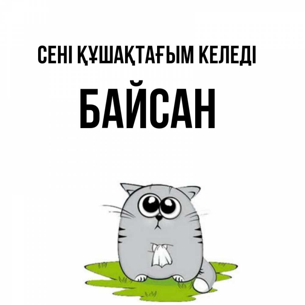 Күн сайын ашық хат с именем, Байсан сені құшақтағым келеді котик теребит платочек сидя на травке Онлайн тегін жүктеп алу тілектері бар керемет карта 