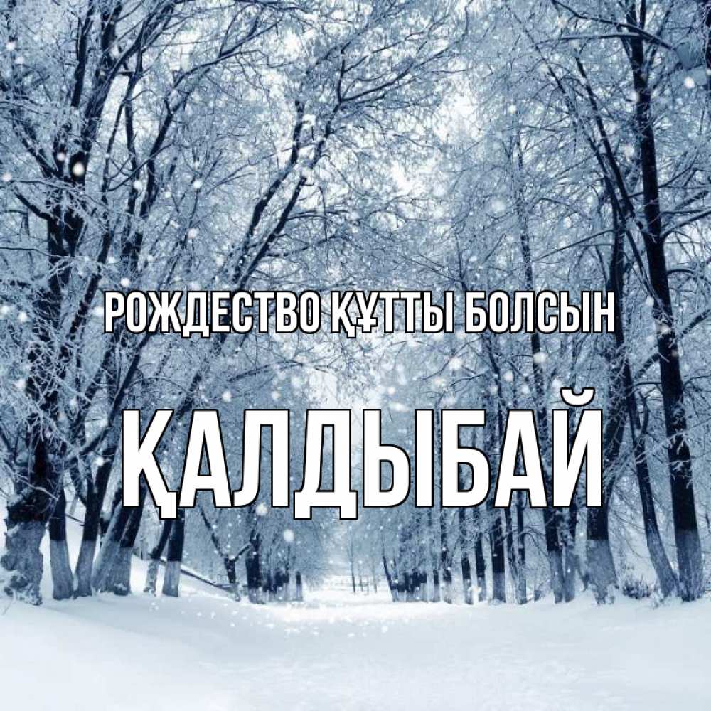Күн сайын ашық хат с именем, Қалдыбай Рождество құтты болсын снег, лес, парк Онлайн тегін жүктеп алу тілектері бар керемет карта 