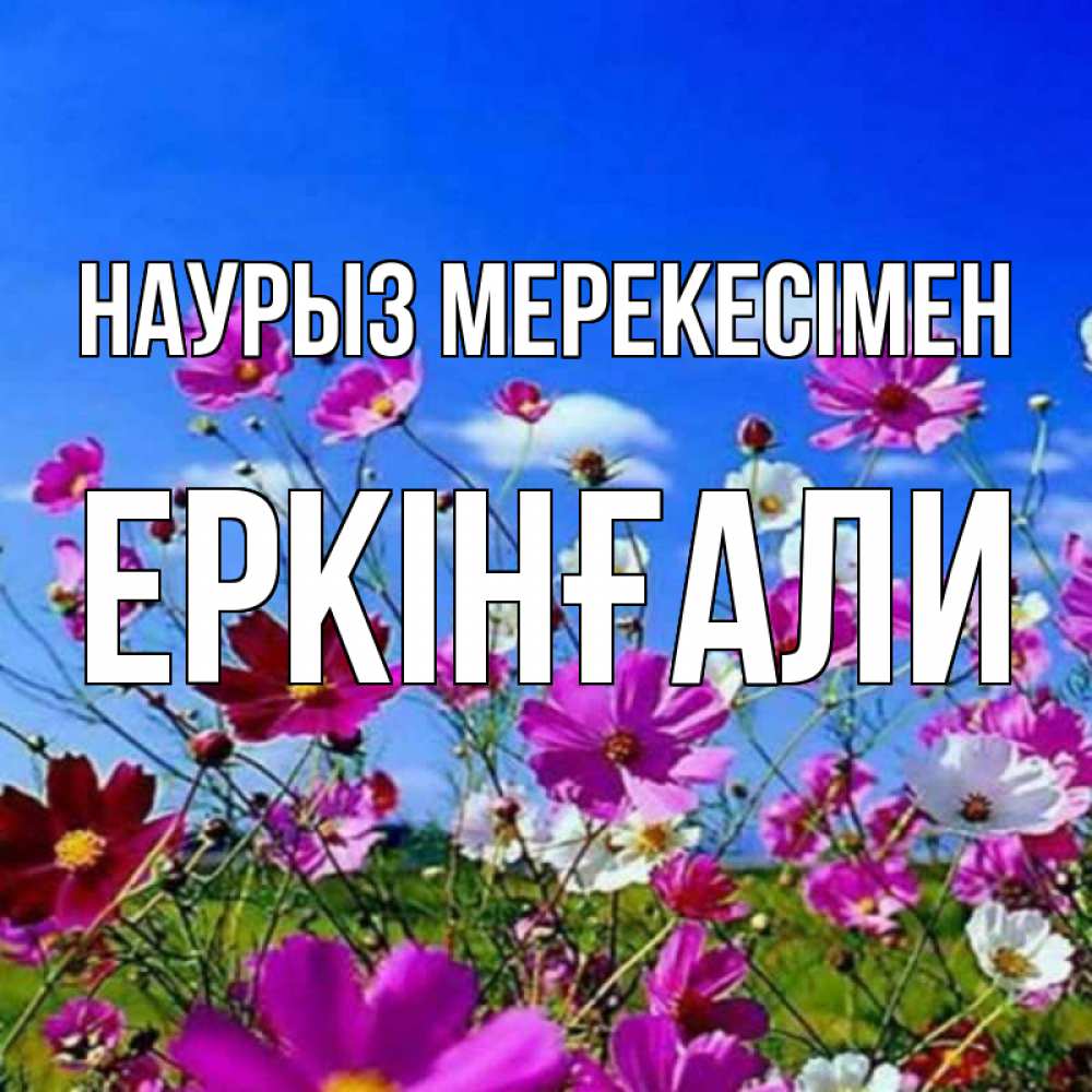 Күн сайын ашық хат с именем, Еркінғали Наурыз мерекесімен цветы Онлайн тегін жүктеп алу тілектері бар керемет карта 