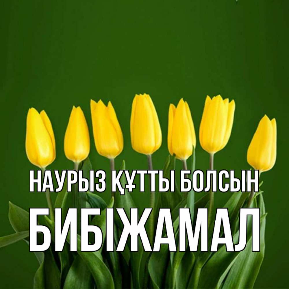 Күн сайын ашық хат с именем, БИБІЖАМАЛ Наурыз құтты болсын желтого цвета 3 Онлайн тегін жүктеп алу тілектері бар керемет карта 