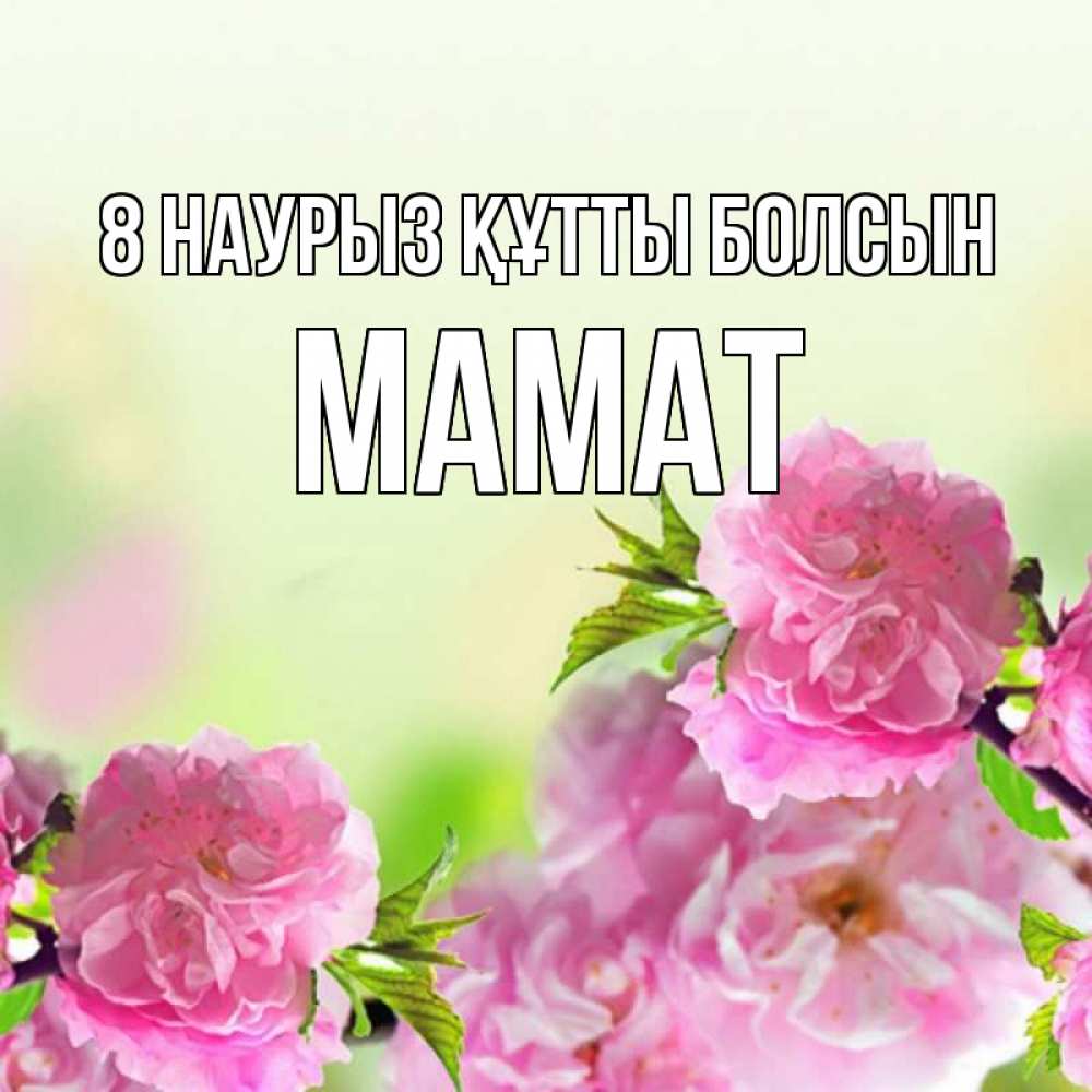 Күн сайын ашық хат с именем, МАМАТ 8 наурыз құтты болсын цветы Онлайн тегін жүктеп алу тілектері бар керемет карта 