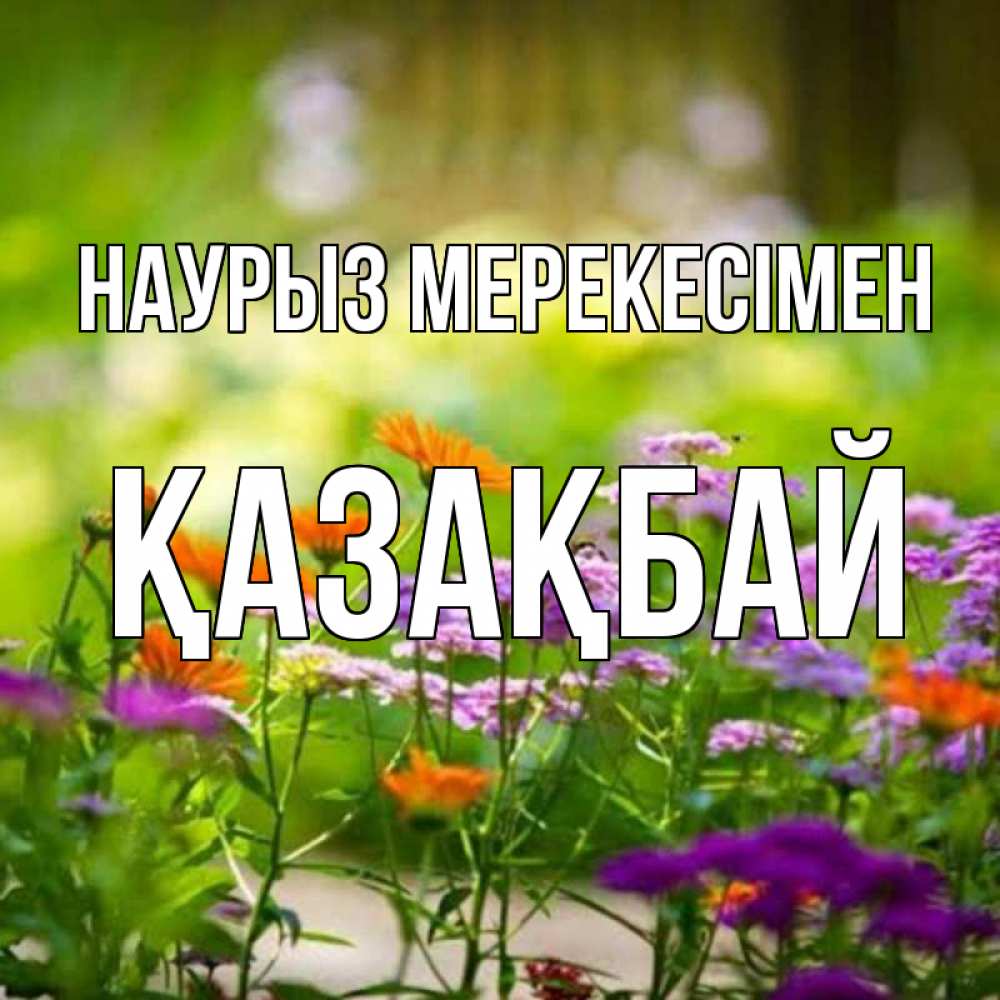 Күн сайын ашық хат с именем, Қазақбай Наурыз мерекесімен цветы Онлайн тегін жүктеп алу тілектері бар керемет карта 