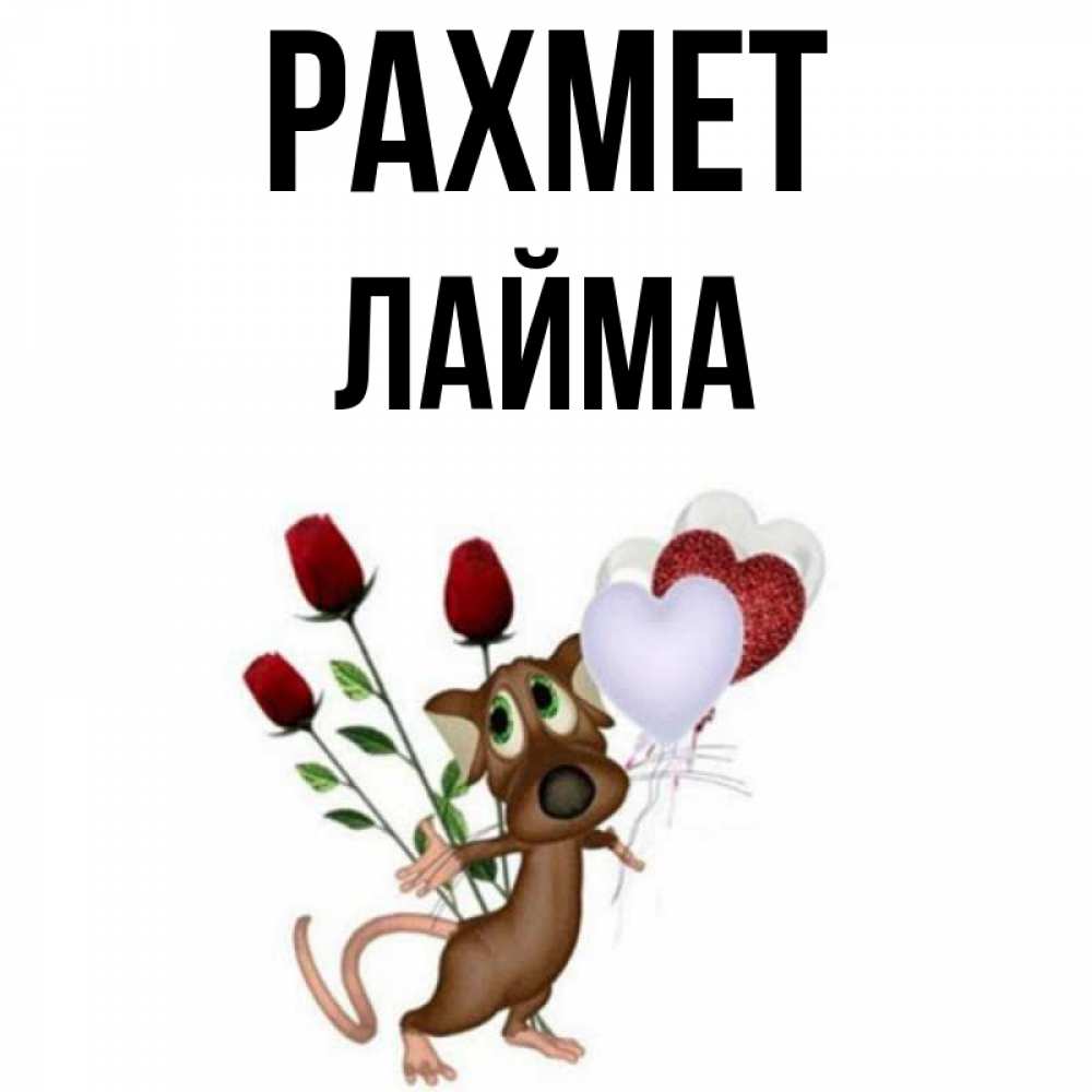 Күн сайын ашық хат с именем, Лайма рахмет песик с шариками в форме сердец Онлайн тегін жүктеп алу тілектері бар керемет карта 