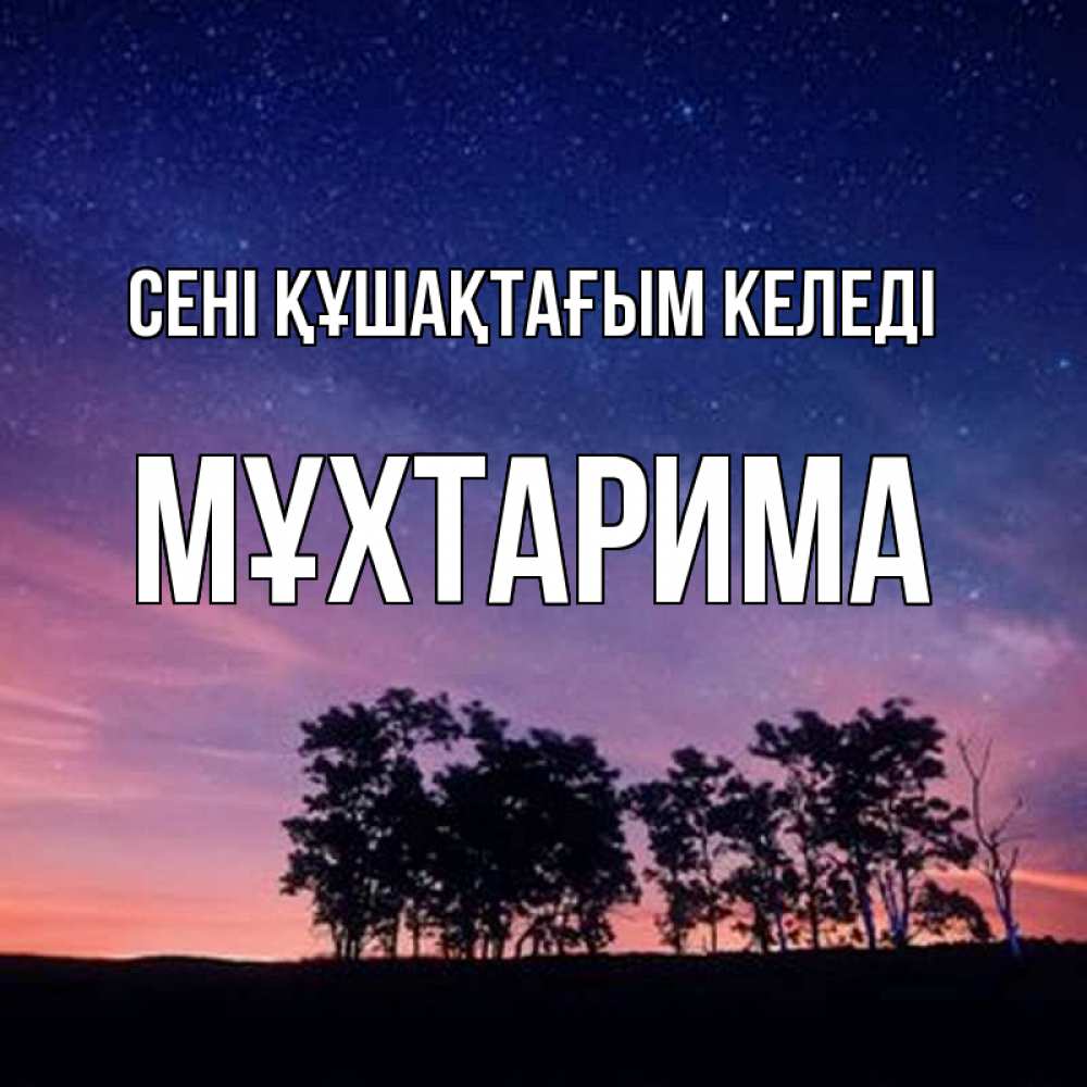 Күн сайын ашық хат с именем, МҰХТАРИМА сені құшақтағым келеді силуэты деревьев Онлайн тегін жүктеп алу тілектері бар керемет карта 