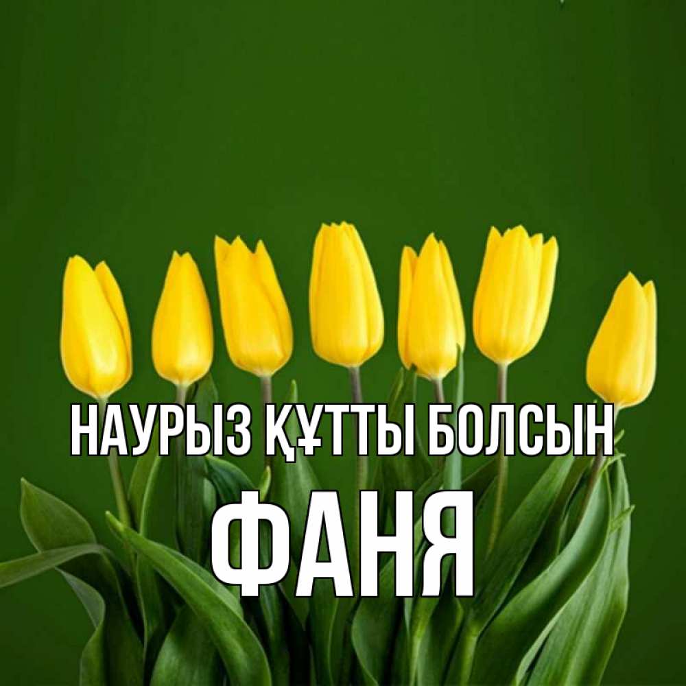 Күн сайын ашық хат с именем, Фаня Наурыз құтты болсын желтого цвета 3 Онлайн тегін жүктеп алу тілектері бар керемет карта 