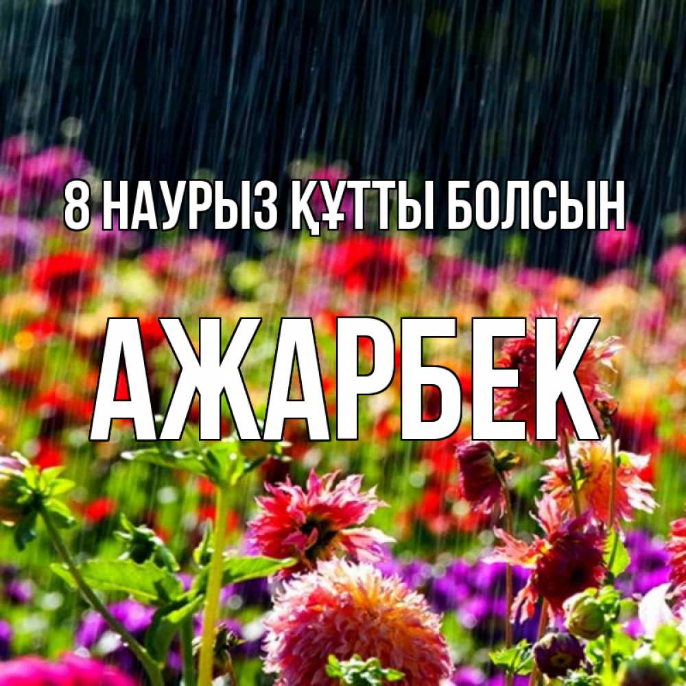 Күн сайын ашық хат с именем, Ажарбек 8 наурыз құтты болсын цветы под дождиком к международному женскому дню Онлайн тегін жүктеп алу тілектері бар керемет карта 