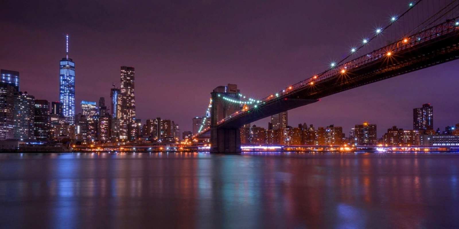 Открытка бруклинский мост ночной мост Қайырлы түн 