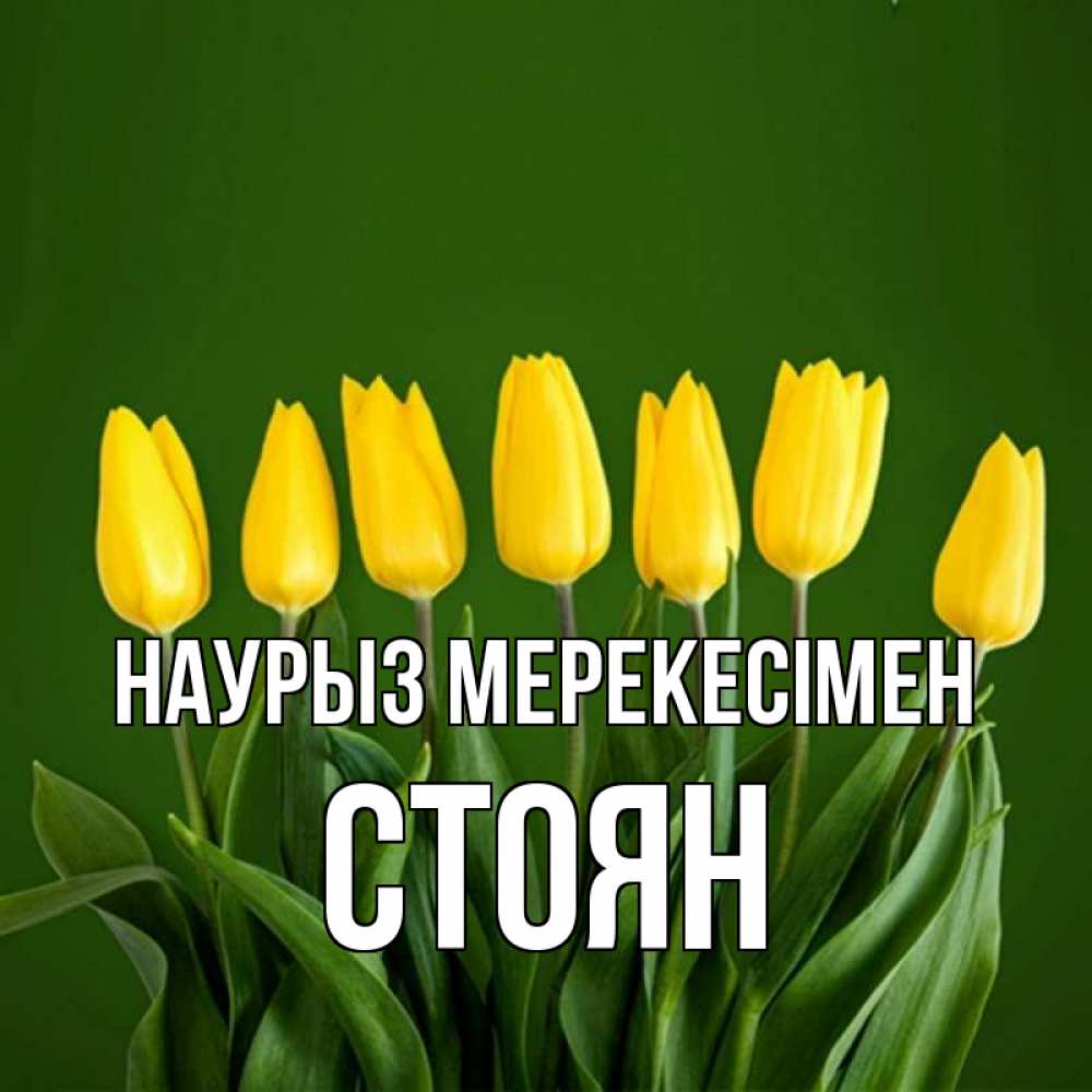 Күн сайын ашық хат с именем, Стоян Наурыз мерекесімен желтого цвета 3 Онлайн тегін жүктеп алу тілектері бар керемет карта 
