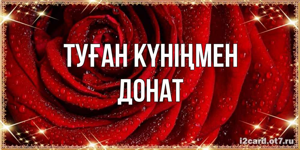 Күн сайын ашық хат с именем, Донат Туған күніңмен роса на розе блестящая в лучах солнца Онлайн тегін жүктеп алу тілектері бар керемет карта 