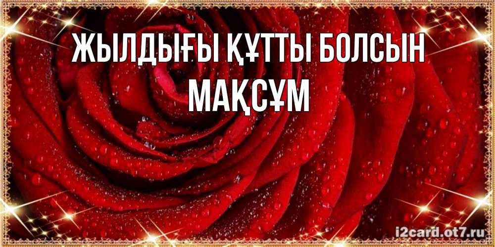 Күн сайын ашық хат с именем, МАҚСҰМ Жылдығы құтты болсын роса на розе блестящая в лучах солнца Онлайн тегін жүктеп алу тілектері бар керемет карта 