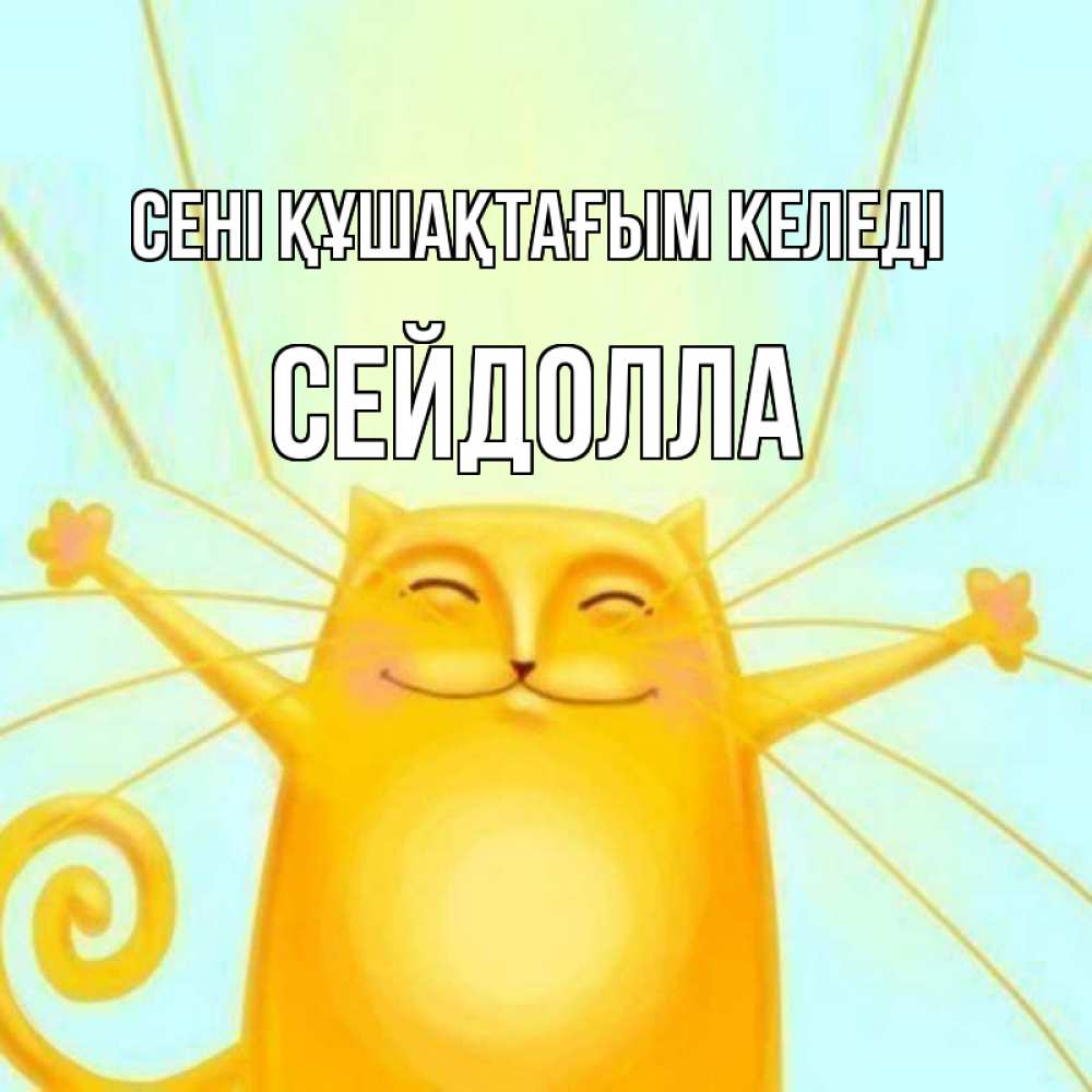 Күн сайын ашық хат с именем, СЕЙДОЛЛА сені құшақтағым келеді солнечный обнимашечный кот Онлайн тегін жүктеп алу тілектері бар керемет карта 
