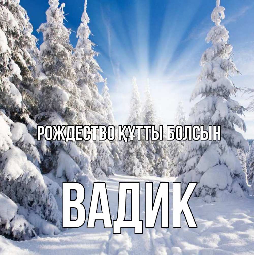 Күн сайын ашық хат с именем, Вадик Рождество құтты болсын зима, лес Онлайн тегін жүктеп алу тілектері бар керемет карта 