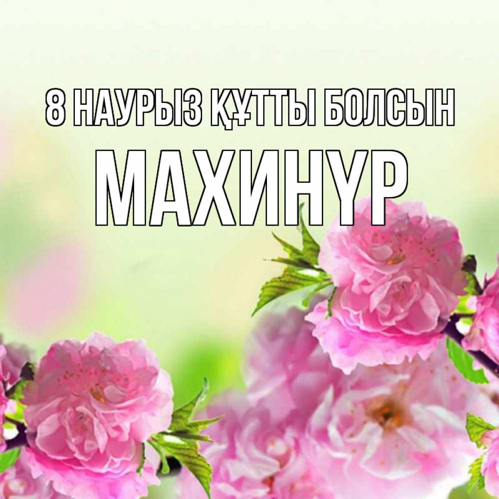 Күн сайын ашық хат с именем, МАХИНҮР 8 наурыз құтты болсын цветы Онлайн тегін жүктеп алу тілектері бар керемет карта 