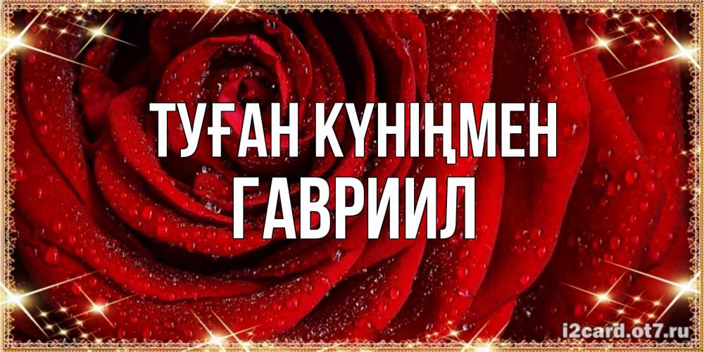Күн сайын ашық хат с именем, Гавриил Туған күніңмен роса на розе блестящая в лучах солнца Онлайн тегін жүктеп алу тілектері бар керемет карта 