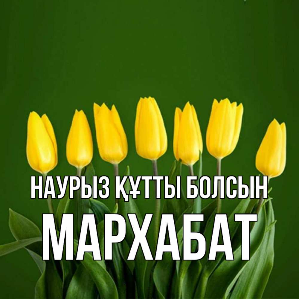 Күн сайын ашық хат с именем, МАРХАБАТ Наурыз құтты болсын желтого цвета 3 Онлайн тегін жүктеп алу тілектері бар керемет карта 