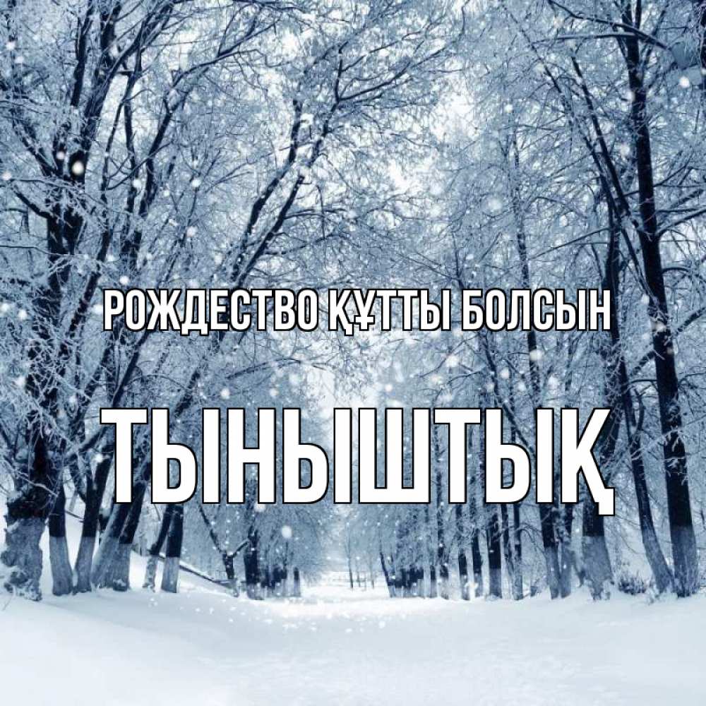 Күн сайын ашық хат с именем, ТЫНЫШТЫҚ Рождество құтты болсын снег, лес, парк Онлайн тегін жүктеп алу тілектері бар керемет карта 