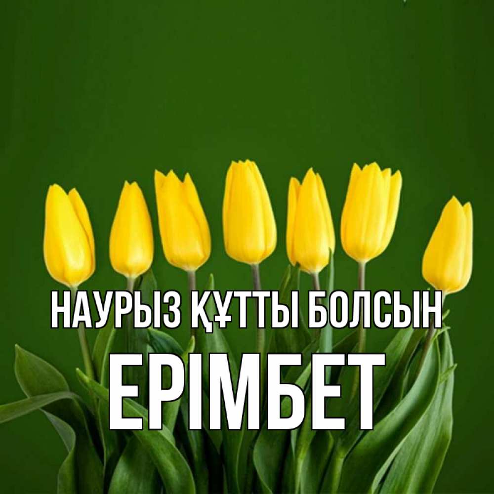 Күн сайын ашық хат с именем, Ерімбет Наурыз құтты болсын желтого цвета 3 Онлайн тегін жүктеп алу тілектері бар керемет карта 