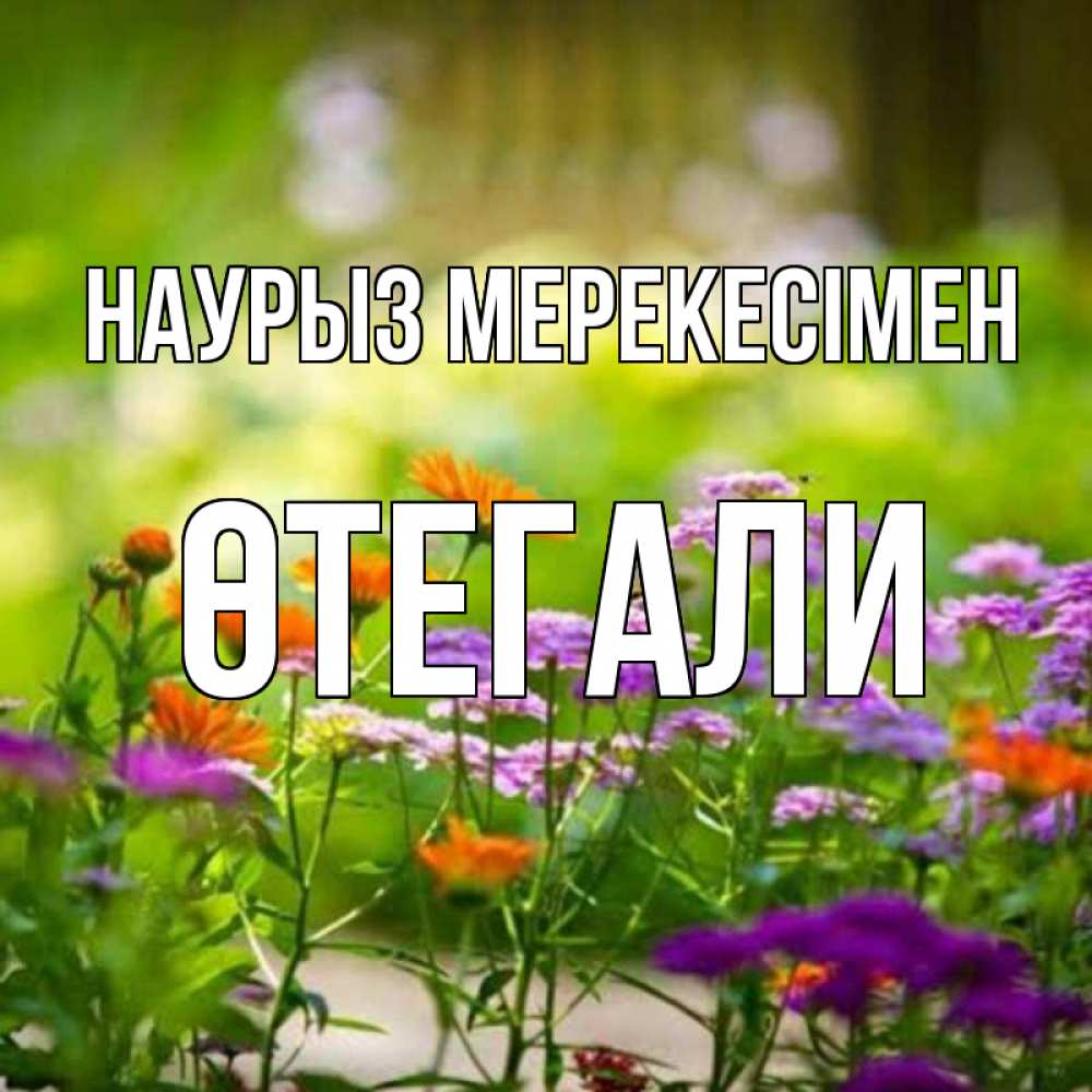 Күн сайын ашық хат с именем, ӨТЕГАЛИ Наурыз мерекесімен цветы Онлайн тегін жүктеп алу тілектері бар керемет карта 