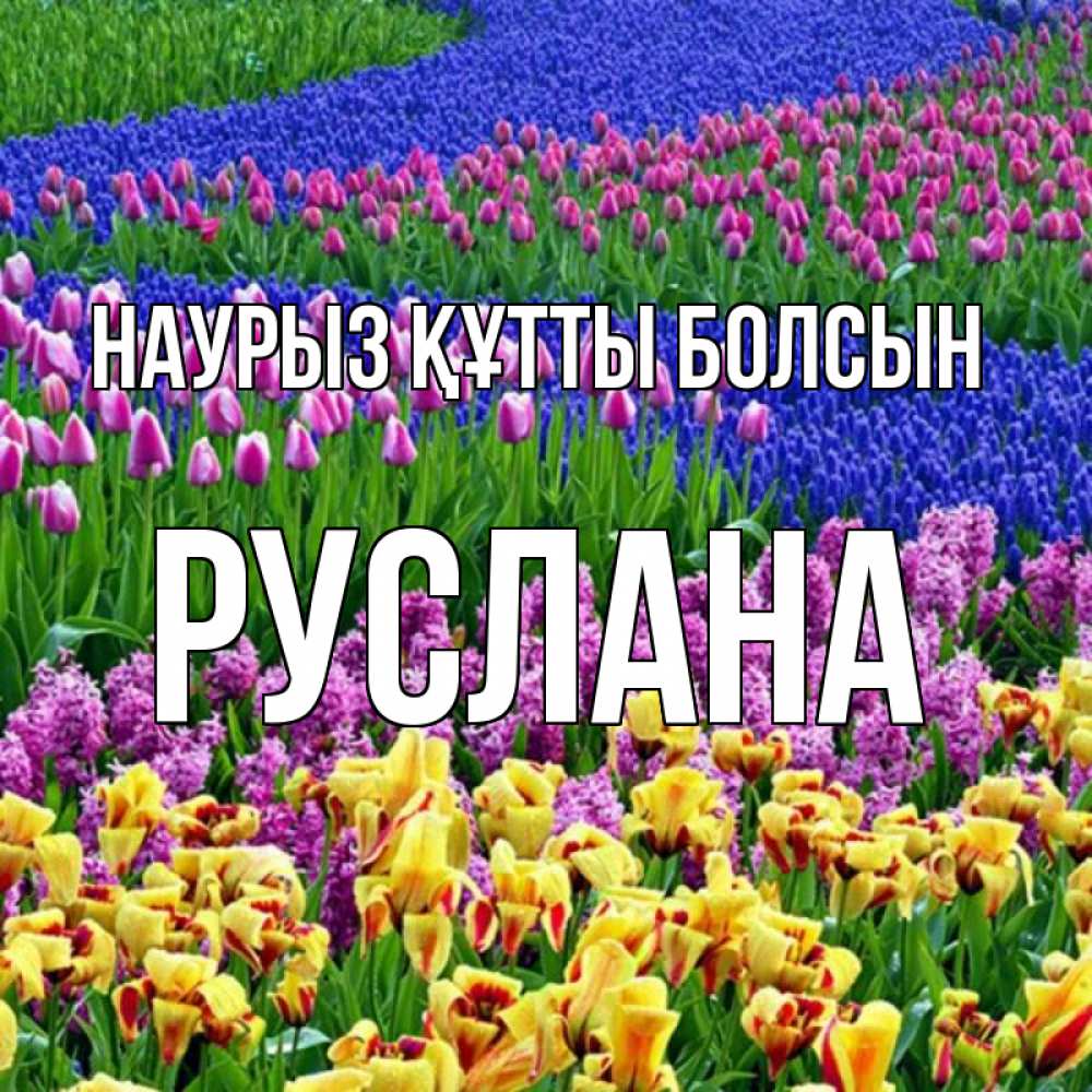 Күн сайын ашық хат с именем, РУСЛАНА Наурыз құтты болсын цветы Онлайн тегін жүктеп алу тілектері бар керемет карта 