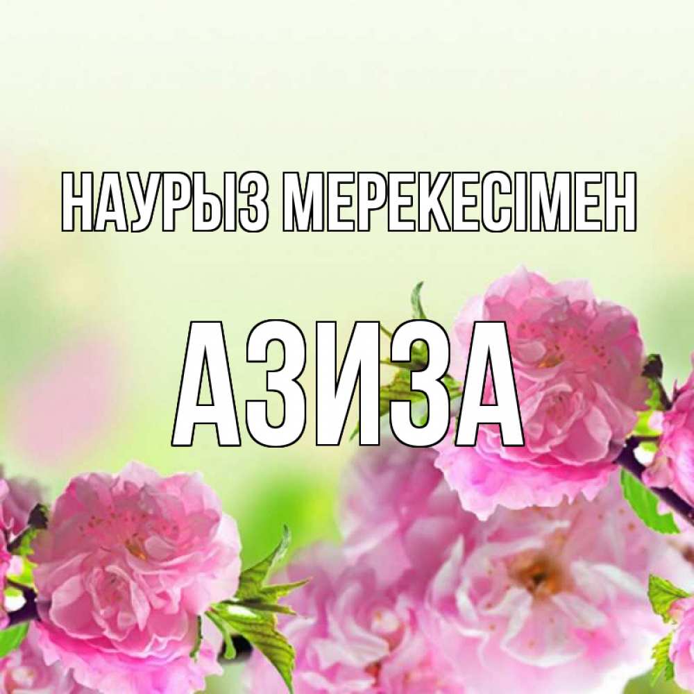 Күн сайын ашық хат с именем, Азиза Наурыз мерекесімен цветы Онлайн тегін жүктеп алу тілектері бар керемет карта 