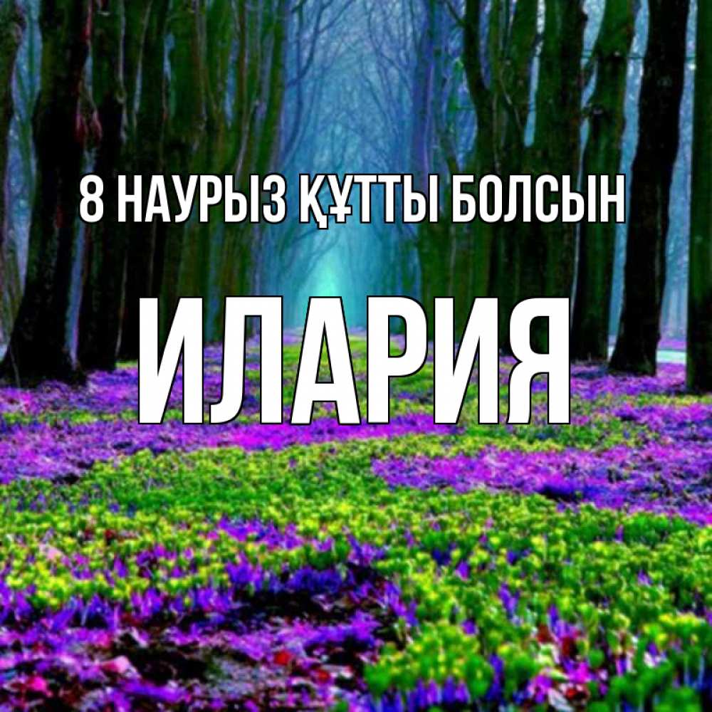 Күн сайын ашық хат с именем, Илария 8 наурыз құтты болсын фиолетовые цветы в лесу 1 Онлайн тегін жүктеп алу тілектері бар керемет карта 