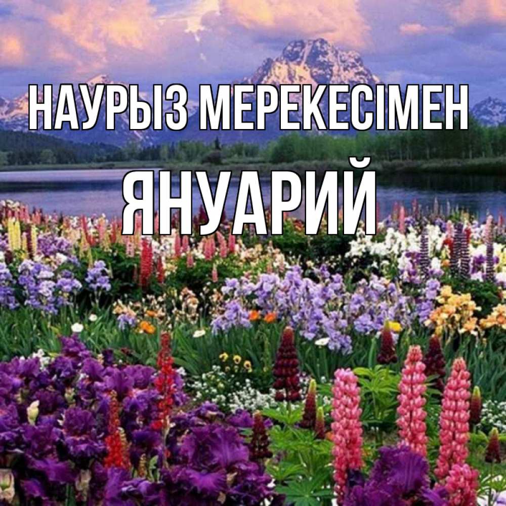Күн сайын ашық хат с именем, Януарий Наурыз мерекесімен праздник весны наурыз Онлайн тегін жүктеп алу тілектері бар керемет карта 