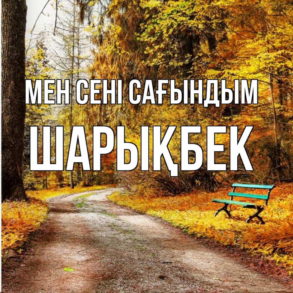 Күн сайын ашық хат с именем, ШАРЫҚБЕК Мен сені сағындым зеленая лавочка и осенний лес Онлайн тегін жүктеп алу тілектері бар керемет карта 