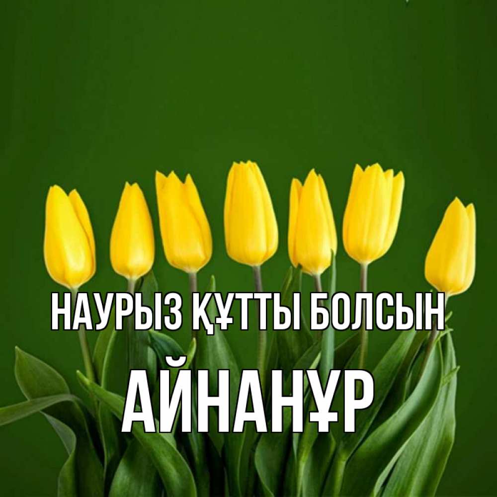 Күн сайын ашық хат с именем, Айнанұр Наурыз құтты болсын желтого цвета 3 Онлайн тегін жүктеп алу тілектері бар керемет карта 