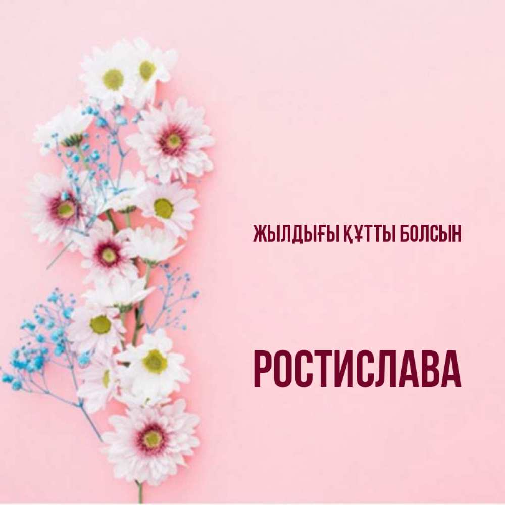 Күн сайын ашық хат с именем, Ростислава Жылдығы құтты болсын Родная моя с днем рождения тебя картинка с цветами белыми и голубыми Онлайн тегін жүктеп алу тілектері бар керемет карта 