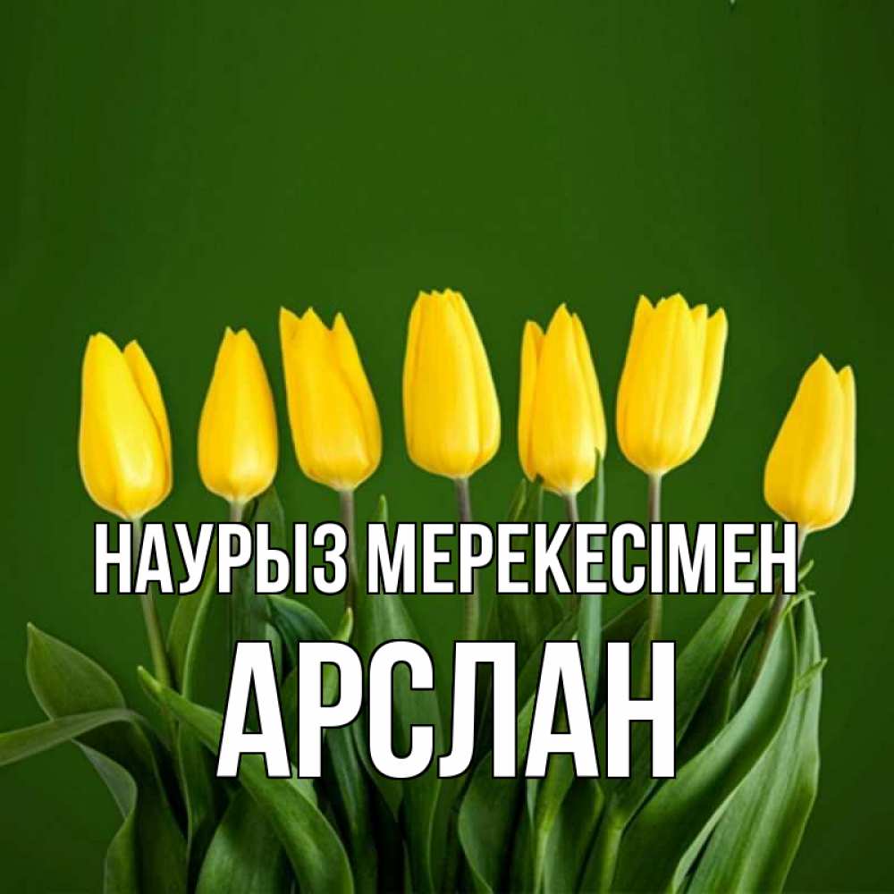 Күн сайын ашық хат с именем, Арслан Наурыз мерекесімен желтого цвета 3 Онлайн тегін жүктеп алу тілектері бар керемет карта 