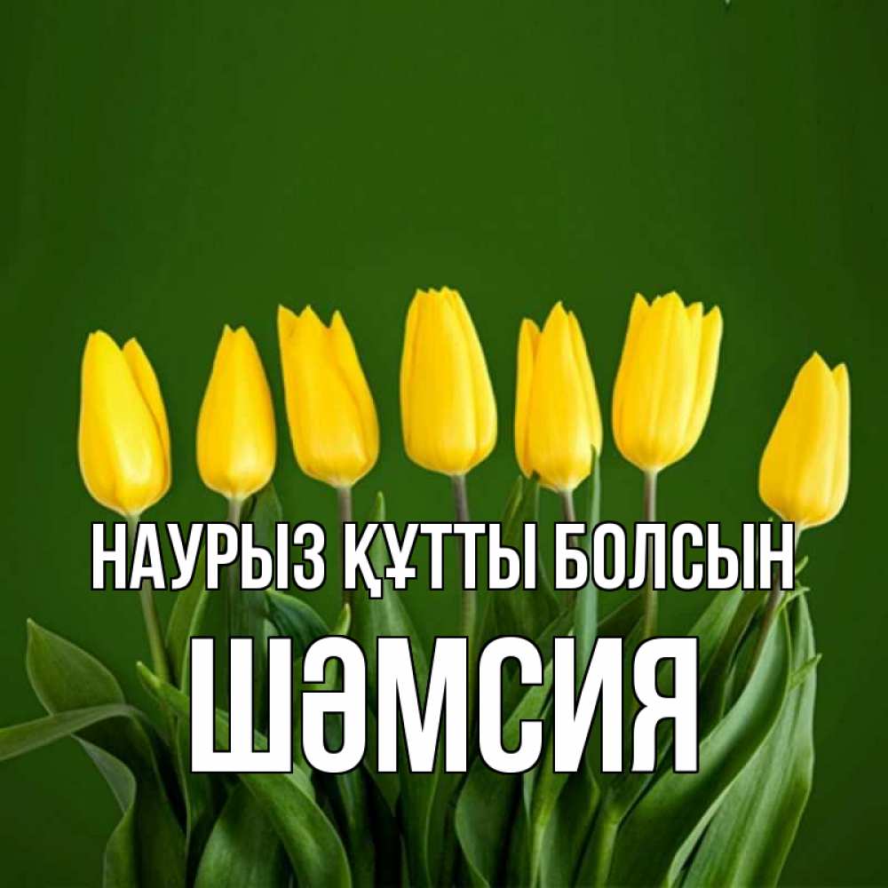 Күн сайын ашық хат с именем, ШӘМСИЯ Наурыз құтты болсын желтого цвета 3 Онлайн тегін жүктеп алу тілектері бар керемет карта 
