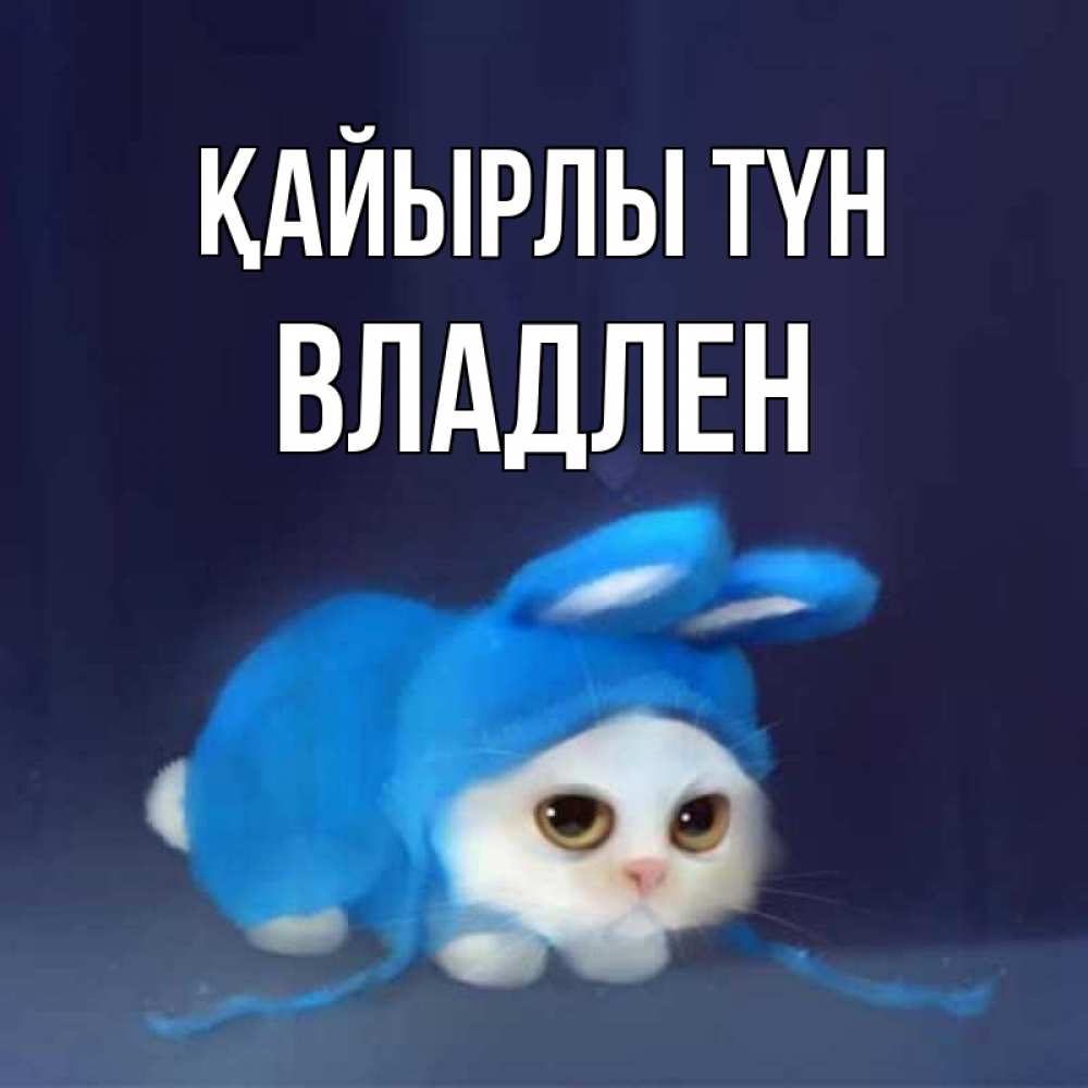 Күн сайын ашық хат с именем, Владлен Қайырлы түн кот в голубом костюме кролика с ушками Онлайн тегін жүктеп алу тілектері бар керемет карта 