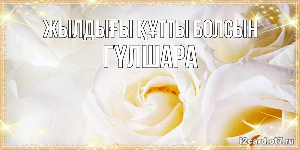 Күн сайын ашық хат с именем, ГҮЛШАРА Жылдығы құтты болсын красивые розы и капли росы на этих чудесных цветах Онлайн тегін жүктеп алу тілектері бар керемет карта 