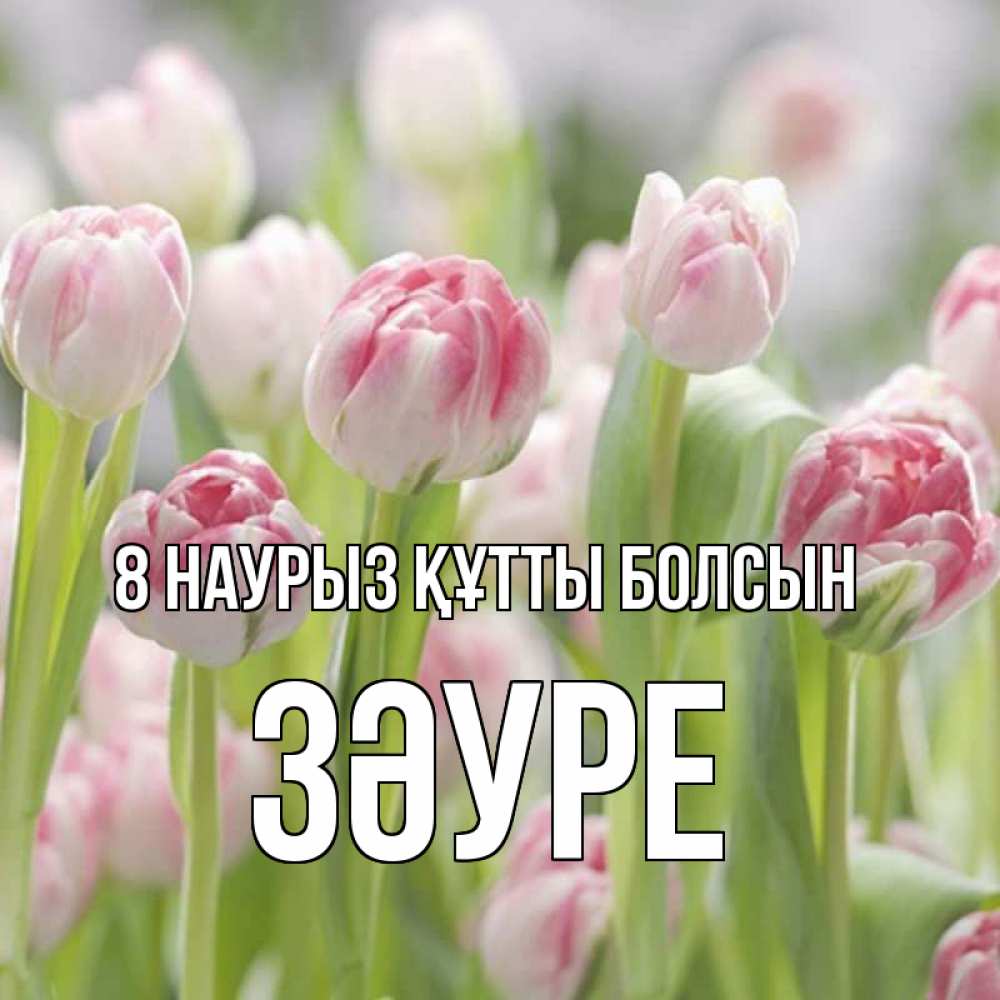 Күн сайын ашық хат с именем, ЗӘУРЕ 8 наурыз құтты болсын цветы Онлайн тегін жүктеп алу тілектері бар керемет карта 
