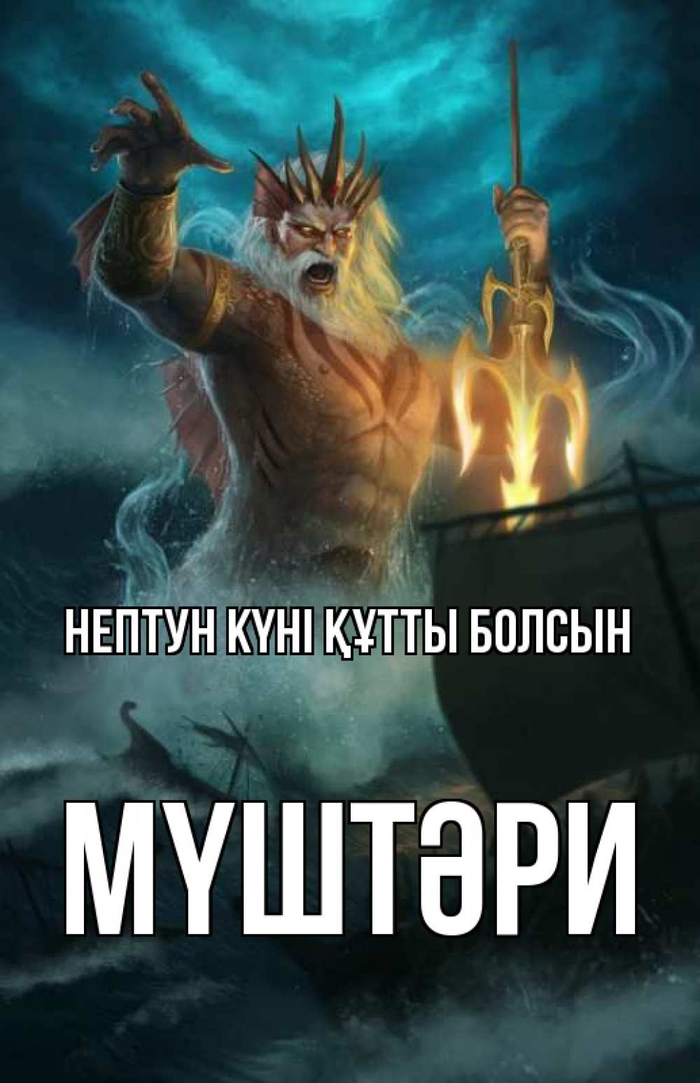 Күн сайын ашық хат с именем, МҮШТӘРИ нептун күні құтты болсын с днем Нептуна Онлайн тегін жүктеп алу тілектері бар керемет карта 
