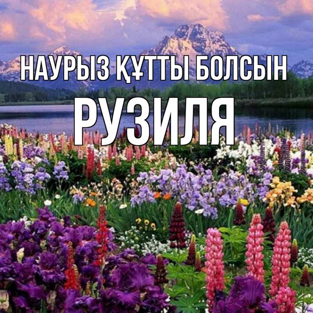 Күн сайын ашық хат с именем, Рузиля Наурыз құтты болсын наурыз Онлайн тегін жүктеп алу тілектері бар керемет карта 