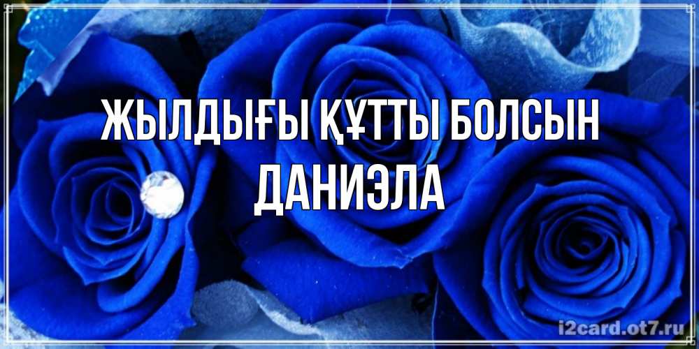 Күн сайын ашық хат с именем, Даниэла Жылдығы құтты болсын синие розы в росе Онлайн тегін жүктеп алу тілектері бар керемет карта 