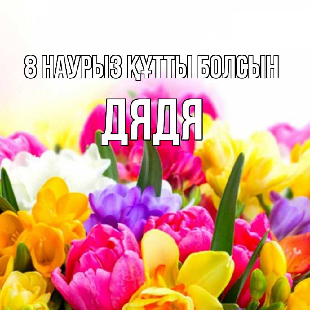 Күн сайын ашық хат с именем, Дядя 8 наурыз құтты болсын тюльпаны Онлайн тегін жүктеп алу тілектері бар керемет карта 